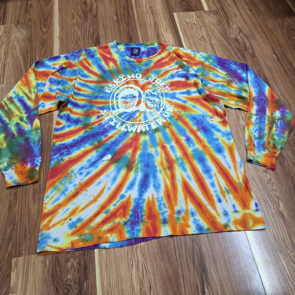 Thrashed Eskimo Joe's Stillwater OK Tie Dye Shirt Mens XL Long Sleeve Bar